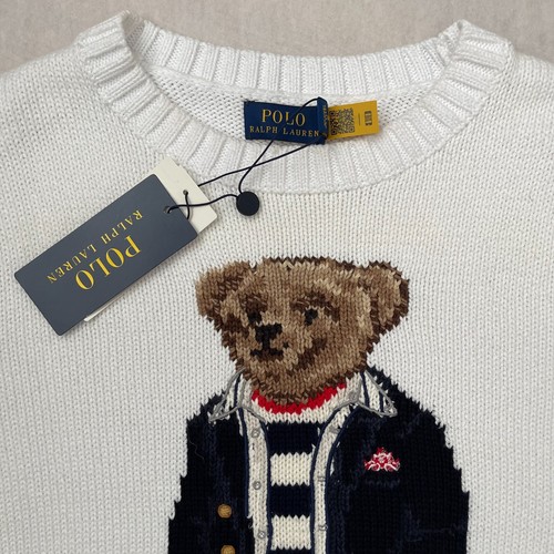 Polo RALPH LAUREN BEAR JUMPER Teddy White Sweater Flower size XL Women's - Picture 4 of 7