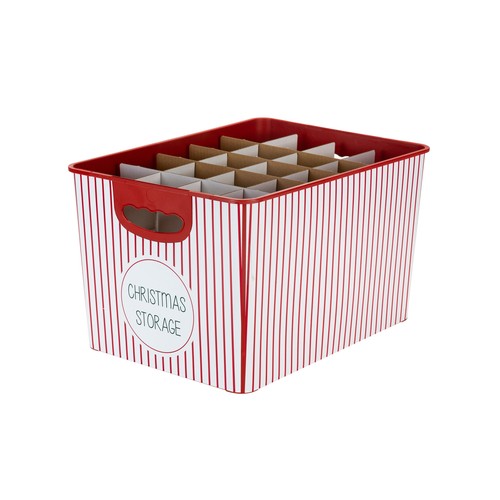 Simplify Plastic 7.48 Gallon Christmas Storage 60 Ornament Storage Bins Red USA - Picture 7 of 8