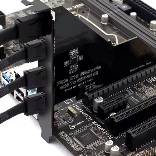PCIe 4.0 X16 Expansion Card 4 Port PCIE X4X4X4X4 to OCulink SFF 8612 Splitter - Photo 5/8