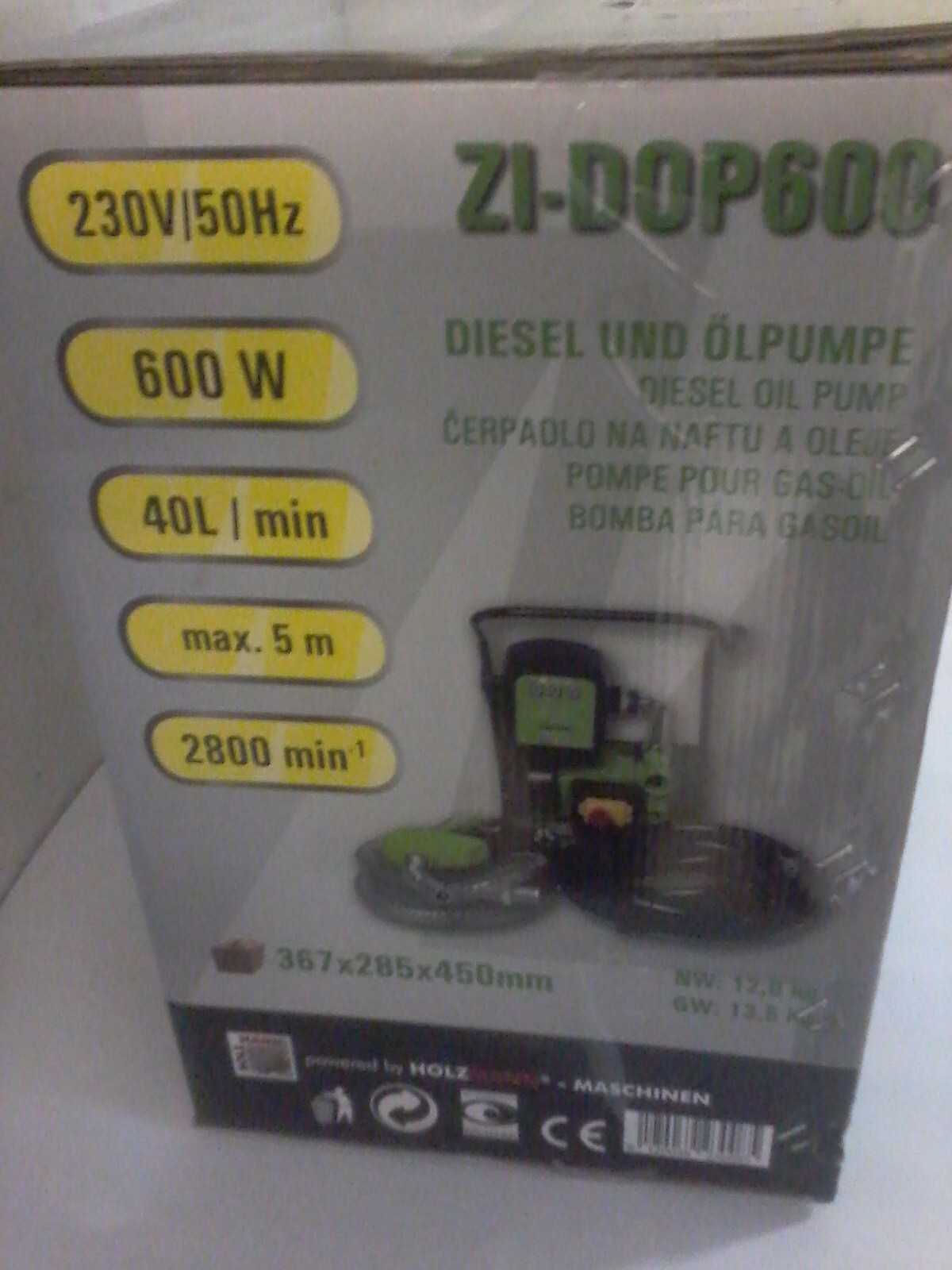 Bomba Electrica Para Trasvase De Gasoil Diesel 550w Zipper Zi-dop720 4FB