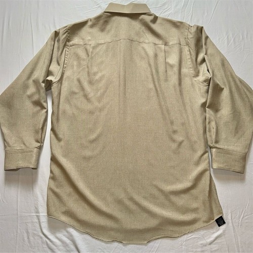 Camisa de vestir REGIS beige para hombre talla 16 aspecto de lino grande manga larga abotonada - Imagen 8 de 11