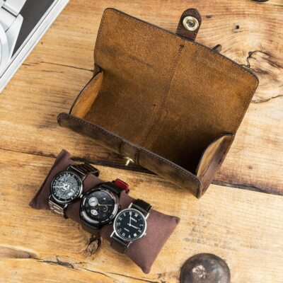 Watch Roll Watch Case Rolex New Rare Taupe Leather Etui/ Travel