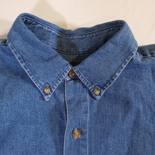 Dickies Blue Denim Cotton 20697 - L Button-Up Work Casual Long Sleeve Shirt Top - Picture 4 of 18