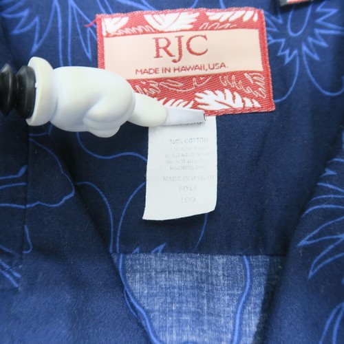 RJC Aloha Shirt Mens XL Blue Short Sleeve Floral Button Front Made in Hawaii USA - Picture 7 of 11