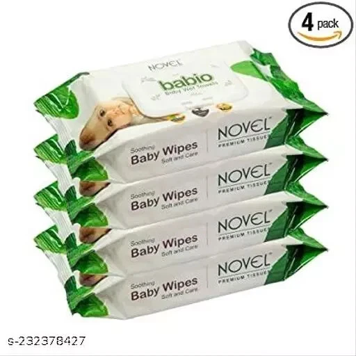 Soft Moisturizing Aloe Vera Baby Wet Wipes Pack With Lid (Pack of 4, 80 sheet)