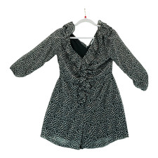 Zara Long Bell Sleeve Skirted Faux Wrap V Neck Romper Medium