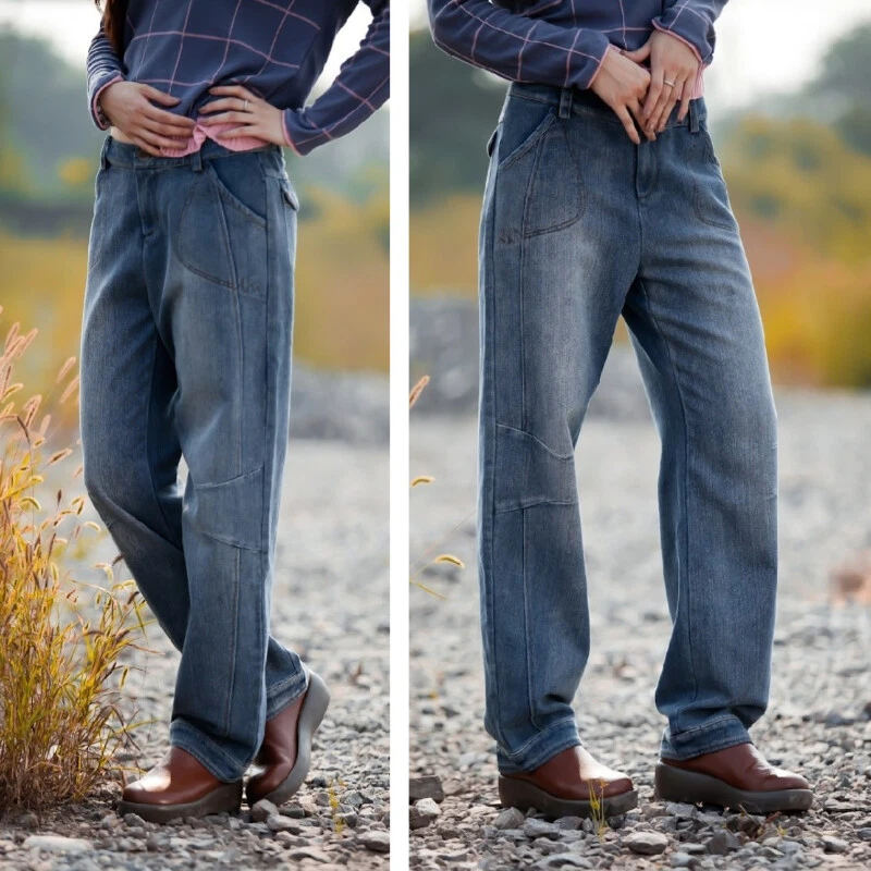 New Women Jeans Denim Pants Trousers Loose Fit High Waist