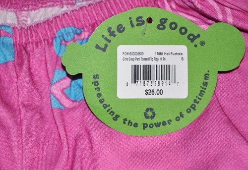 NWT Life is good.® Girls Kids "TOSSED FLIP FLOPS" Sleep Pants Pajamas S (5-6) - Picture 3 of 4