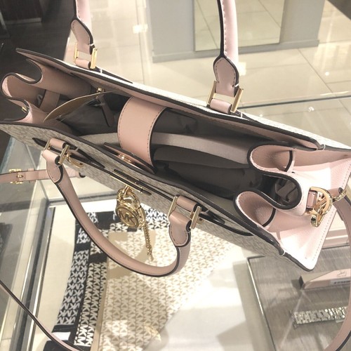Michael Kors Hamilton Satchel Bag Handbag Purse Messenger Crossbody Vanilla Pink - 第 7/12 張圖片