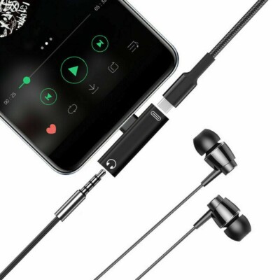 2 In 1 USB Type C to 3.5mm Headphone Charger Audio Jack Samsung S22 S23 Google