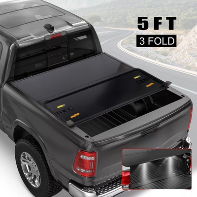 Aluminium Black Tri-Fold Truck Cover 5FT Bed For 15-24 Chevy Colorado GMC Canyon
