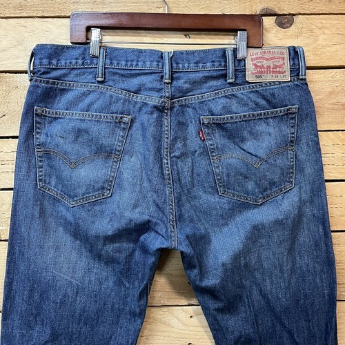 Levis Vintage 505 Jeans Mens Regular Fit Straight Leg Blue 38x32 Cotton Dark - Picture 4 of 12