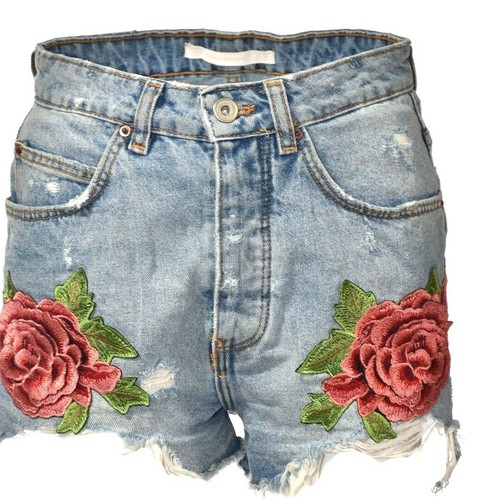 Para mujer de Zara Trafaluc denimwear Vaqueros Azules Bordadas Jean Pantalones  Cortos Talle 2 A229 | eBay