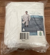 Makerspace Lab Disposable Lab Coats, White, Adult Large, 10 Pack, Long Sleeve