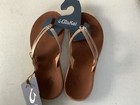 Olukai Kaekae Womens Flip Flop Sandal Leather Gold Brown Size 6 Rubber Sole