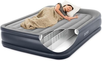 16.5'' Queen Air Mattress w/ Built-in AC Pump Durable Design Raised Pillow Rest