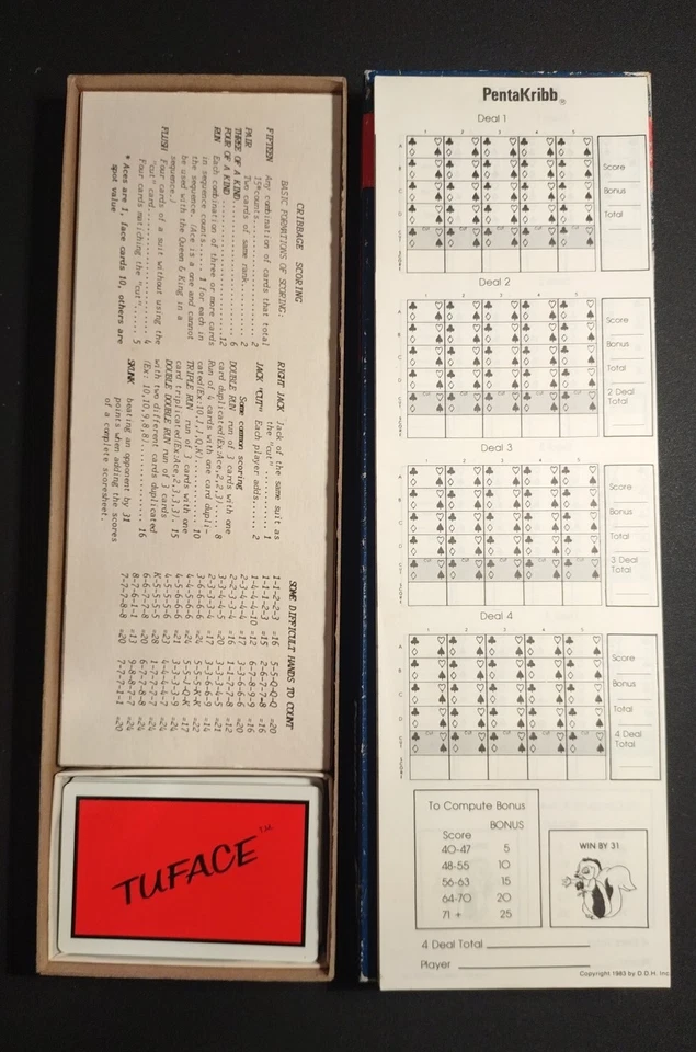 Pentakribb With Tuface Boardless Cribbage Game 1983 For 1 Or More Players - Image 4 of 4