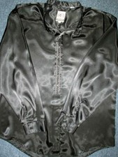 VINTAGE: Ultra Shiny Black Satin Shirt NWOT