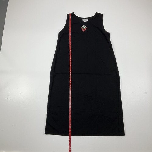 Studio C Plus Size 22W Black Sleeveless Maxi Dress Linen Blend Strawberry Design - Picture 5 of 11
