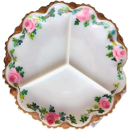 Vintage Blumenmuster geteilter Tellervorspeisen Party Snack Nüsse handbemalt - Bild 3 von 4
