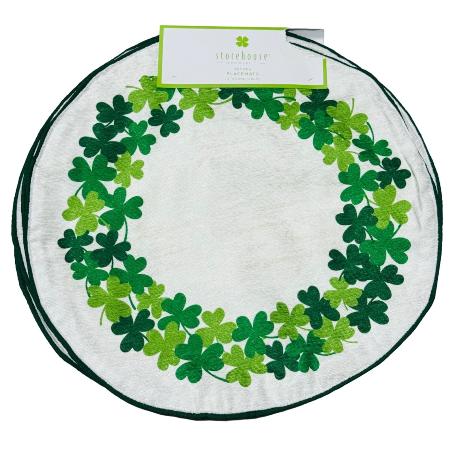 Storehouse St. Patrick's Day Irish Shamrocks 15in Round Placemats Set