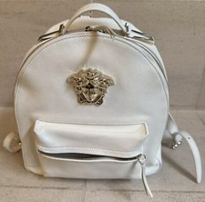 RARE VERSACE PALAZZO MEDUSA WHITE ITALIAN LEATHER BACKPACK