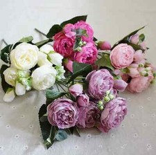 KünstlicheRosen SeidePfingstrose Blumenstrauß Kunstblumen Pflanzen Hochzeit Deko