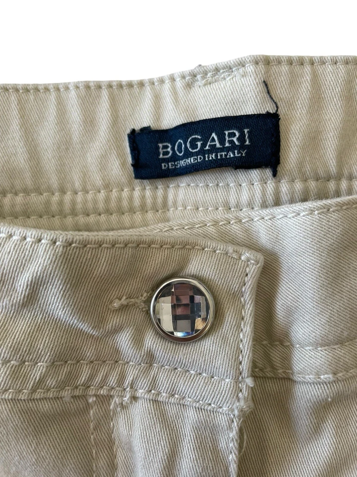 Pantalones de mezclilla Bogari ajustados rectos marfil para mujer talla 8 31x32 buen estado Foto 3 de 4