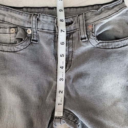 True Religion Straight Jeans Youth Unisex Size 12 Gray Distressed Stretch Fabric - Picture 13 of 16