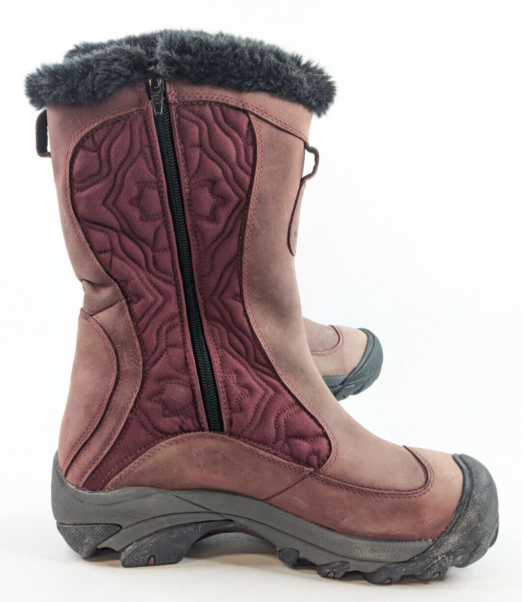 Keen Betty Boot – Stivali trapuntati invernali da donna 10 in pelle bordeaux pelliccia neve