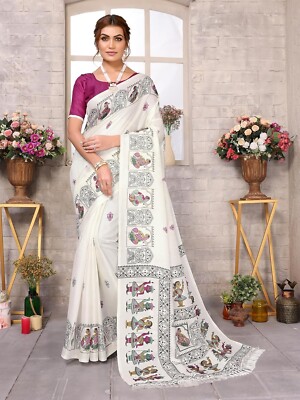 Women's latest Art Silk and Tassels Saree with unstitched Blouse Material