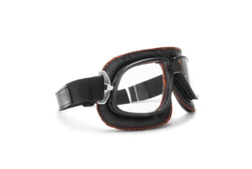 Bertoni Motorcycle Goggles Vintage Aviator Leather AF196 Mask for Jet Helmet - Picture 6 of 15