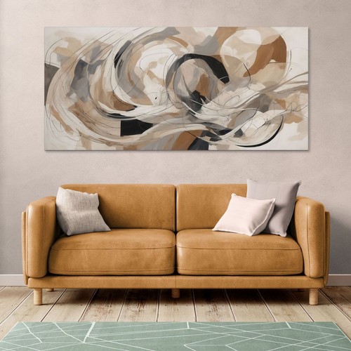 Quadro Forme Astratte Vortice Di Colori Beige E Nero , absh39 quadro stampa su t - Imagen 3 de 6