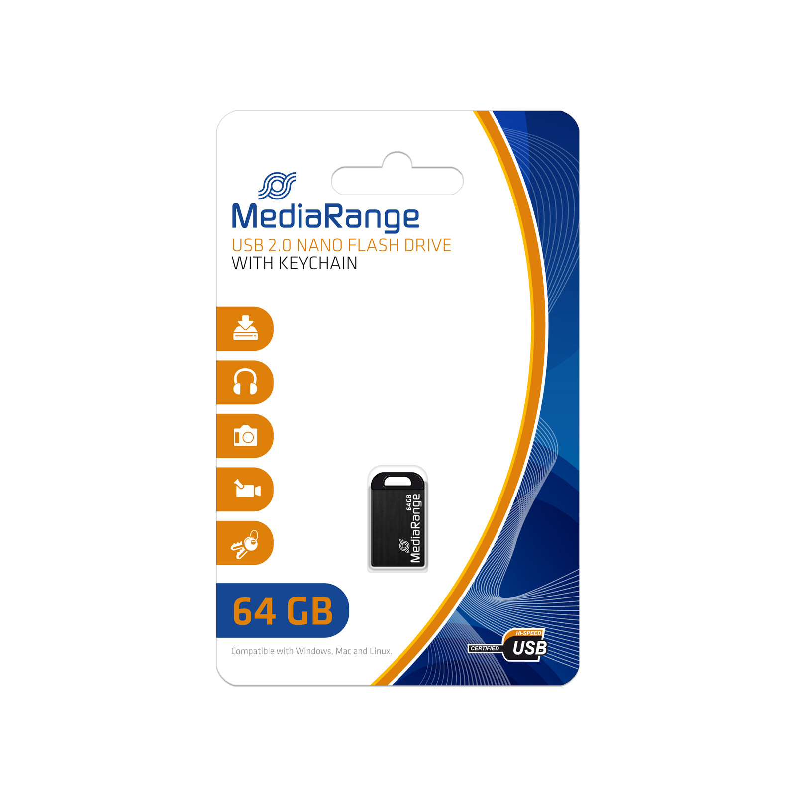 Clé USB 64 Go Micro Nano MediaRange idéale pour autoradio et ultrabook en voyage