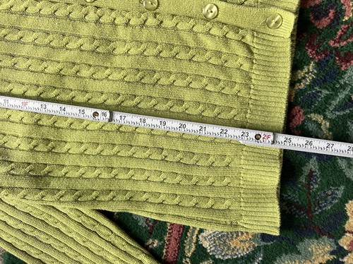 Appleseeds Cable Knit Cardigan 1X Plus Green Womens Sweater Button Front Cotton - Picture 6 of 6