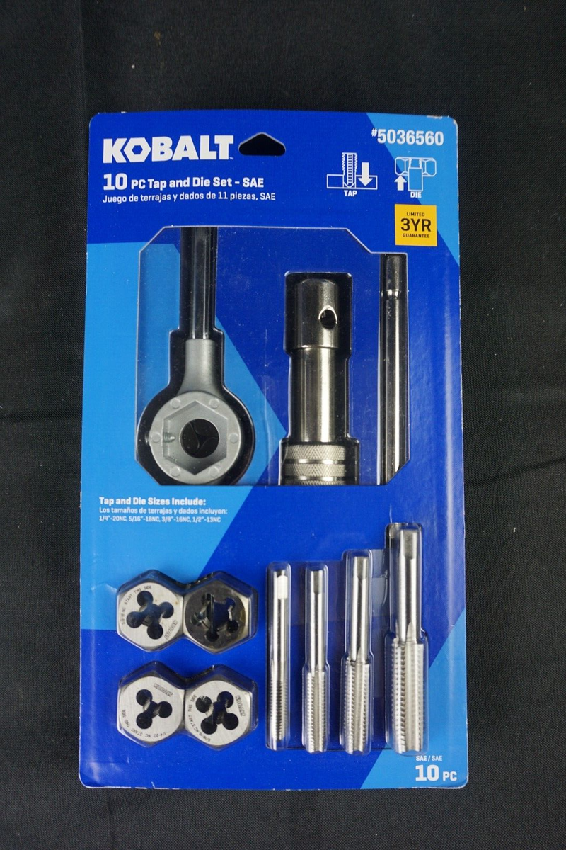KOBALT 10 PC TAP & DIE SET- SAE #5036560 #449 K5 NEW | eBay