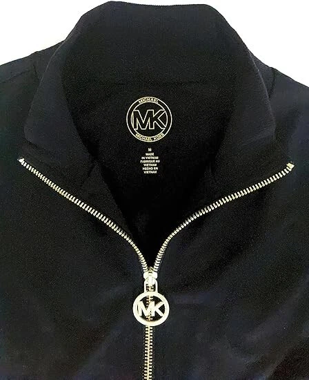 Abito felpa donna Michael Kors nero oro MK logo cerniera taglia XS $110