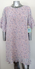 NWT WOMAN CECE TEXTURED SHIFT ABOVE DREES SIZE 18W Fluttery Sleeves Pink Floral