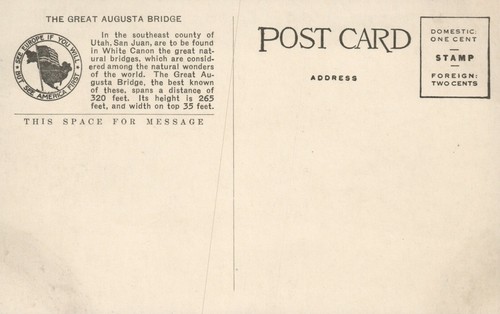 5332 The Great Augusta Natural Bridge UT Utah Postcard - Picture 2 of 2