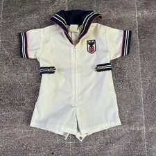 Boy's Vintage 70's Little Bit US Navy Sailor Nautical White One Piece Sz 3-6M