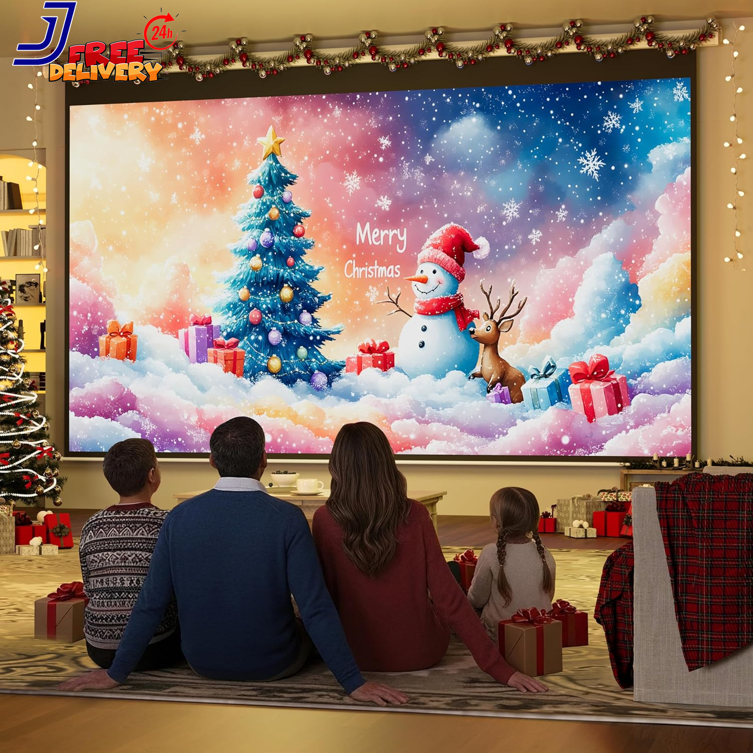 150" Projector Screen Motorized 16:9 4K HD Pull Down 150 INCH 16:9 US ONLY