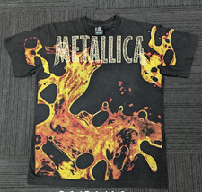 Vintage 90s Metallica Band All Over Print Flame Concert Tour T-Shirt L