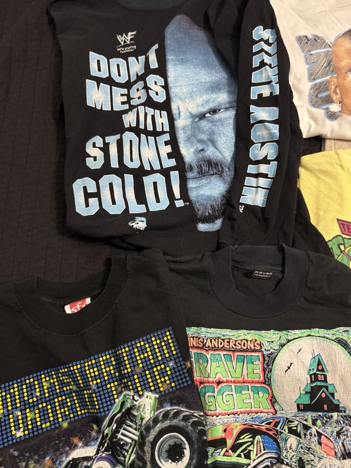 Lote de ropa vintage de los 90 extremadamente rara para jóvenes niños WWF MARVEL NINJA TURTLES  Foto 2 de 4