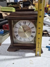 Linden Wooden Bracket Mantle Quartz Clock Model 7011 Hourly Chime Roman Numerals