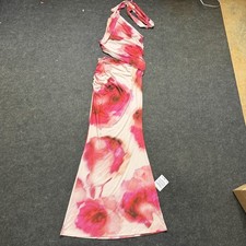 ASOS DESIGN Dress Womens US 6 Pink Floral One Shoulder Maxi Ruched Bodycon Party