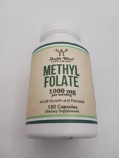 Double Wood Methyl Folate 1000mcg, 120 Vegan Capsules Ea. Gluten Free Ecp 3/2027