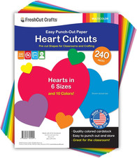 240 Pieces Heart Paper Cutouts, 2-Sided US Made Card Stock Punch Out Multicolor