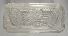 Vintage Federal Glass Rectangular Dish w/Lid Clear Ribbed