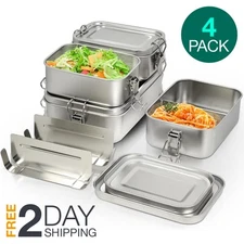 4 Stainless Steel Food Storage Containers 20 Oz With Plastic Lids Reusable Set