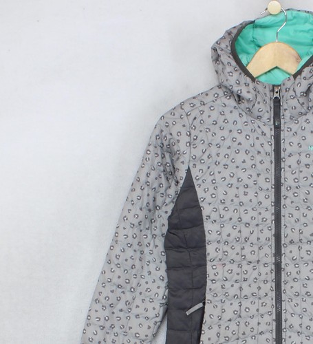 North Face Quilted Jacket Girls Size M Grey Thermoball Hooded - Picture 6 of 14
